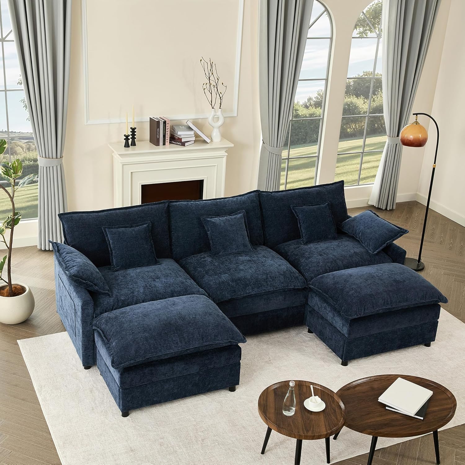 108 Inch U Shape Sofa Sectional Sofa Comfortable Cloud Sofa Living Room Deep Seat Sofa wourant