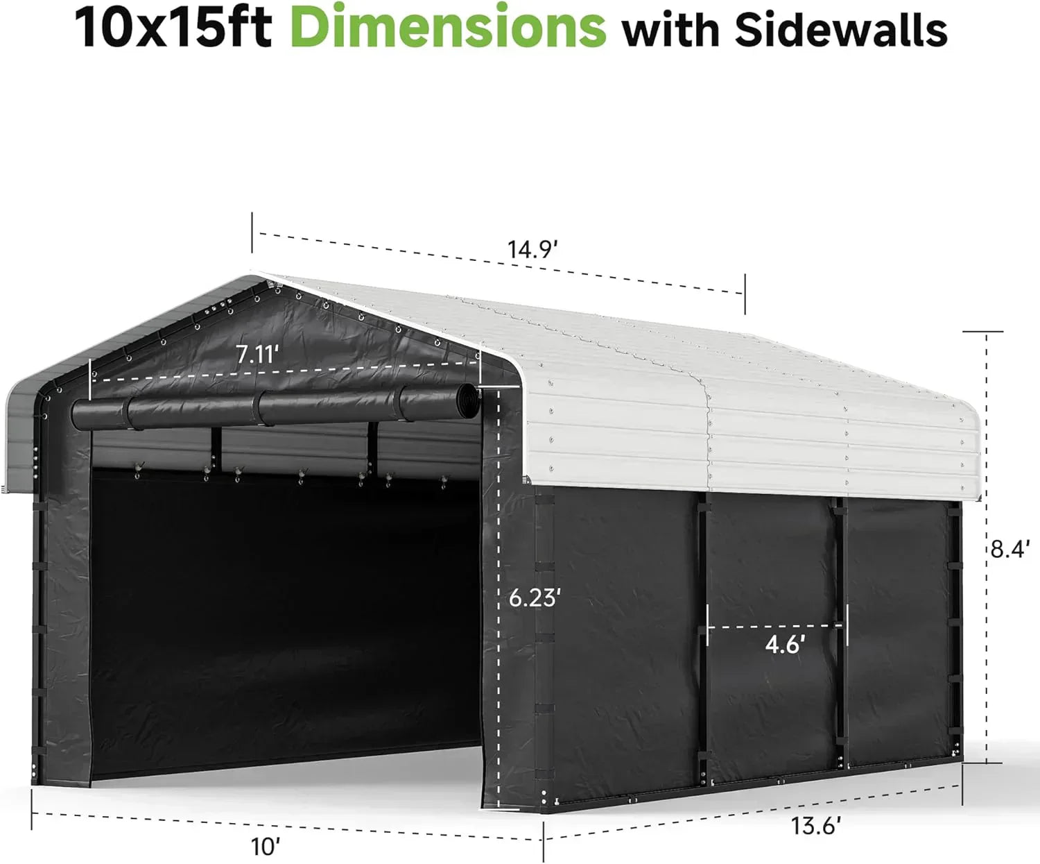 10'x15' Heavy Duty Metal Carport Outdoor Garage Car Shelter Shade with Heavier Frame wourant