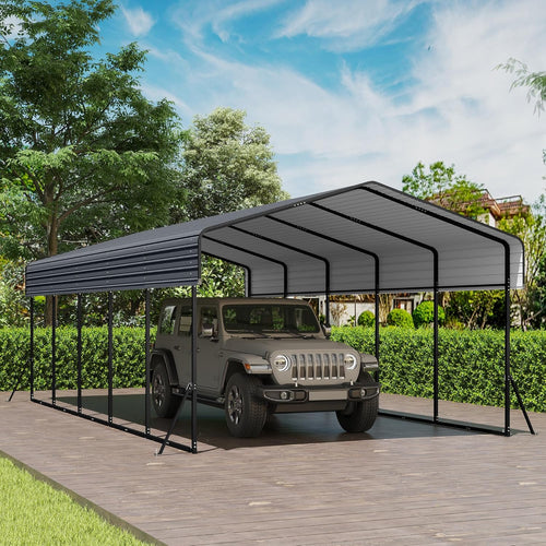 10'x15' Heavy Duty Metal Carport Outdoor Garage Car Shelter Shade with Heavier Frame wourant