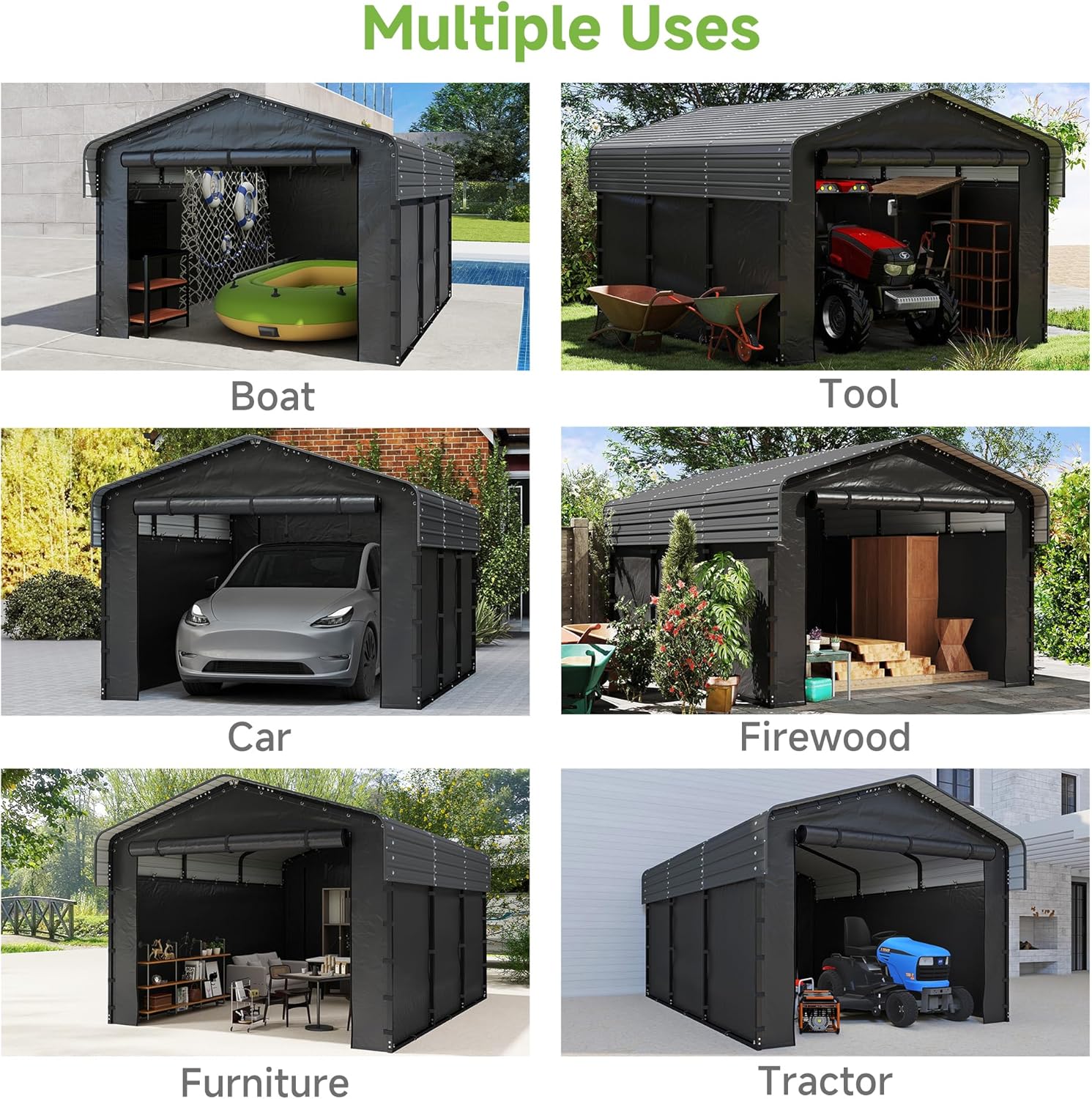 10'x15' Heavy Duty Metal Carport Outdoor Garage Car Shelter Shade with Heavier Frame wourant