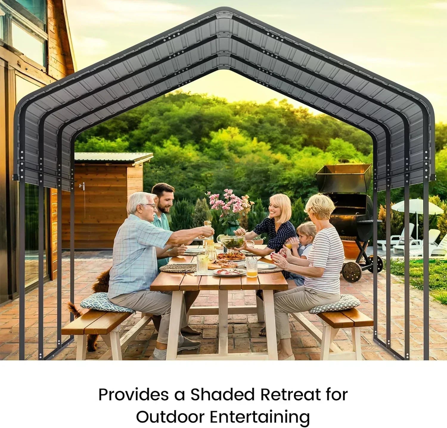 10'x15' Heavy Duty Metal Carport Outdoor Garage Car Shelter Shade with Heavier Frame wourant