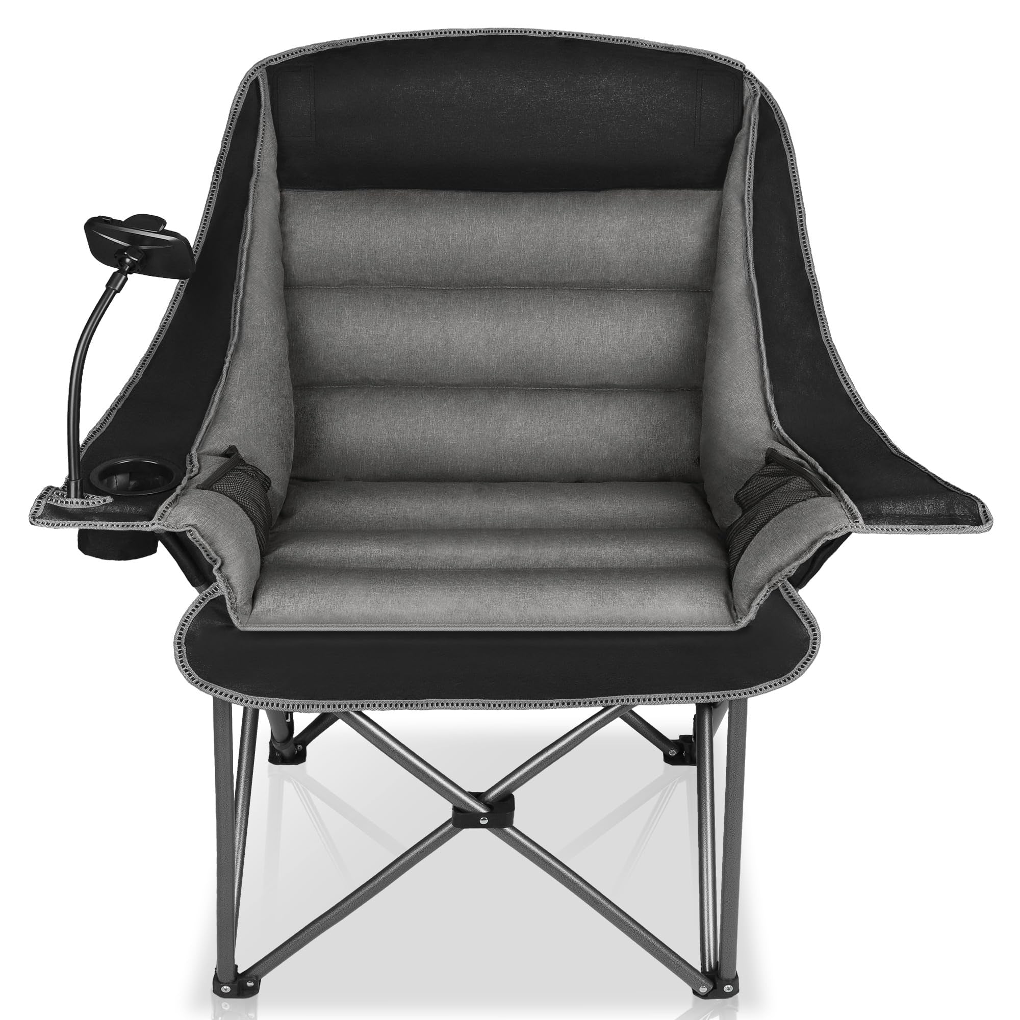 Oversized Folding Camping Chair for Adults Heavy Duty 400 lbs with Cup Holder Phone Holder and Side Pocket