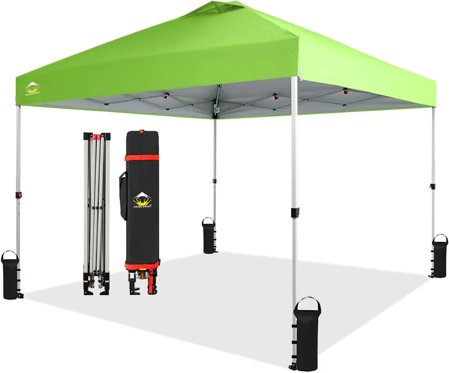 10x10 Pop-Up Awning One-Click Installation Beach Tent Outdoor Sunshade Silver Coated Top wourant