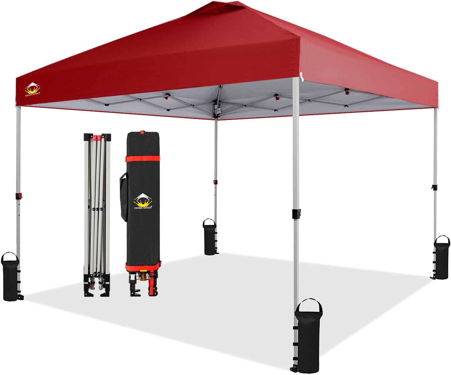 10x10 Pop-Up Awning - One-Click Installation Beach Tent - Outdoor Sunshade Silver Coated Top, 3 Heights and 4 Sand Pockets wourant