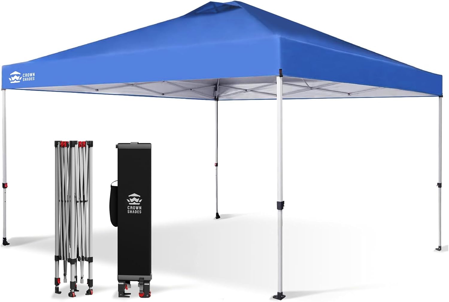 10x10 Pop-Up Awning - One-Click Installation Beach Tent - Outdoor Sunshade Silver Coated Top, 3 Heights and 4 Sand Pockets wourant