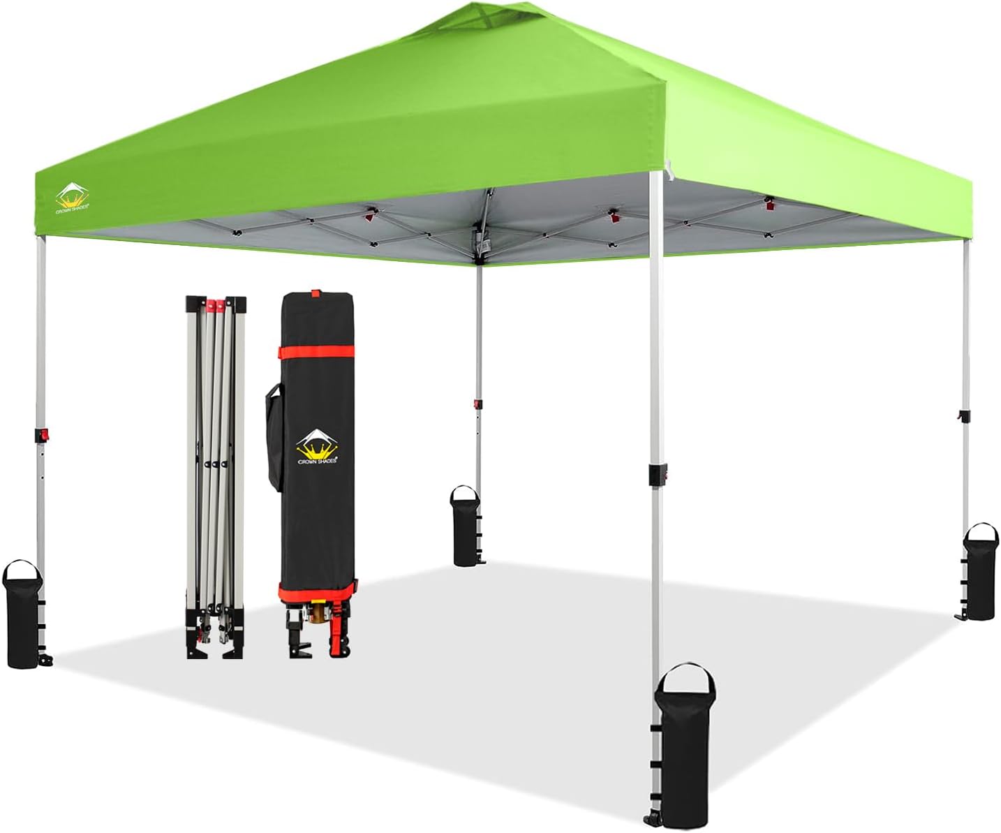 10x10 Pop-Up Awning - One-Click Installation Beach Tent - Outdoor Sunshade Silver Coated Top, 3 Heights and 4 Sand Pockets wourant
