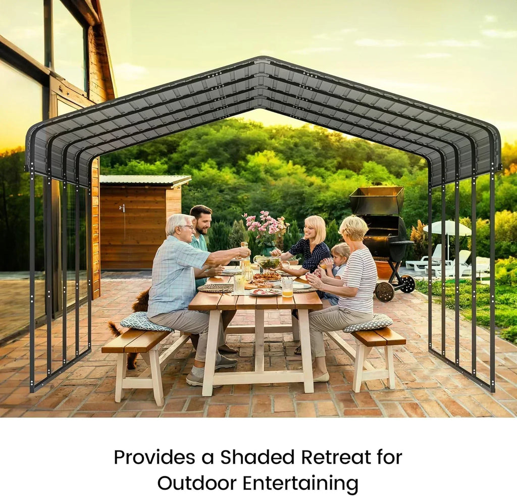 10'x15' Heavy Duty Metal Carport Outdoor Garage Car Shelter Shade with Heavier Frame wourant