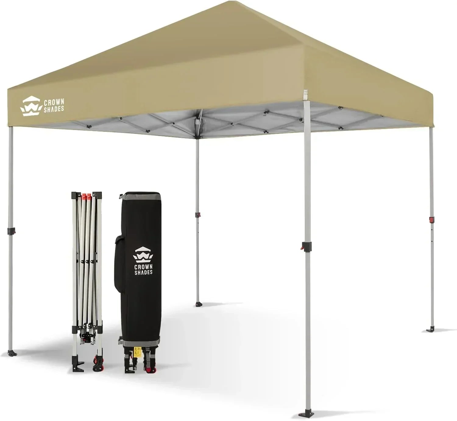 10x10 Pop-Up Awning One-Click Installation Beach Tent Outdoor Sunshade Silver Coated Top wourant