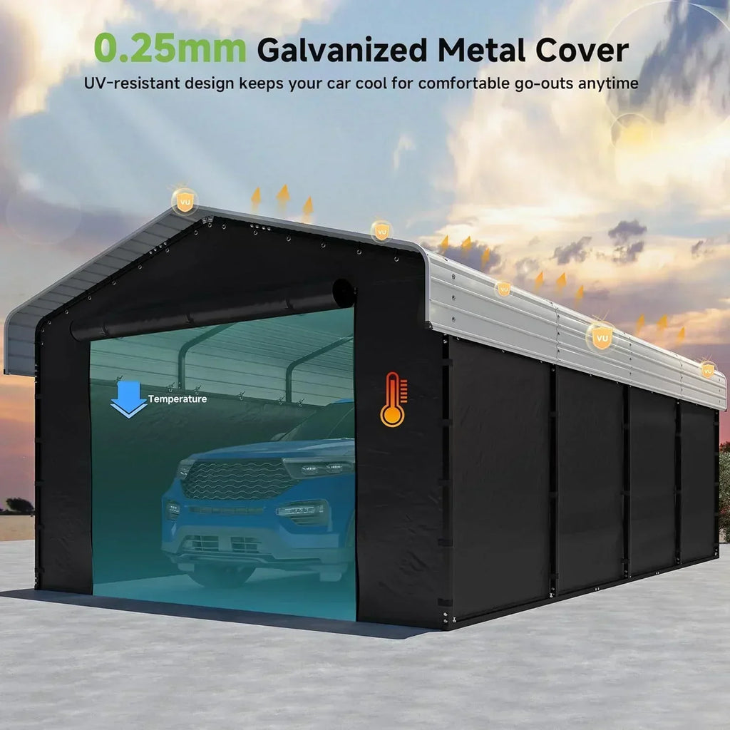 10'x15' Heavy Duty Metal Carport Outdoor Garage Car Shelter Shade with Heavier Frame wourant