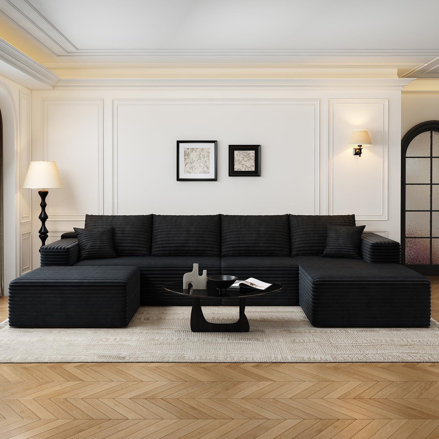107.5" Cloud Modular Sectional Sofa Couch with L-Shape Chaise,Modern Minimalist Upholstered Couches wourant