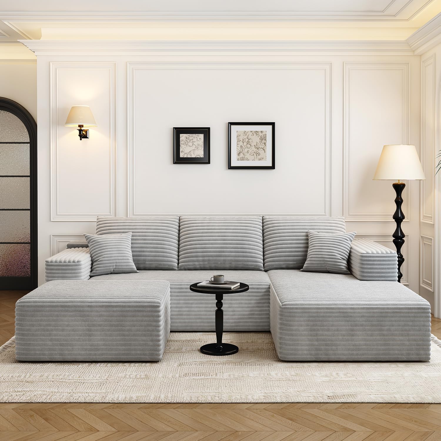 107.5" Cloud Modular Sectional Sofa Couch with L-Shape Chaise,Modern Minimalist Upholstered Couches wourant
