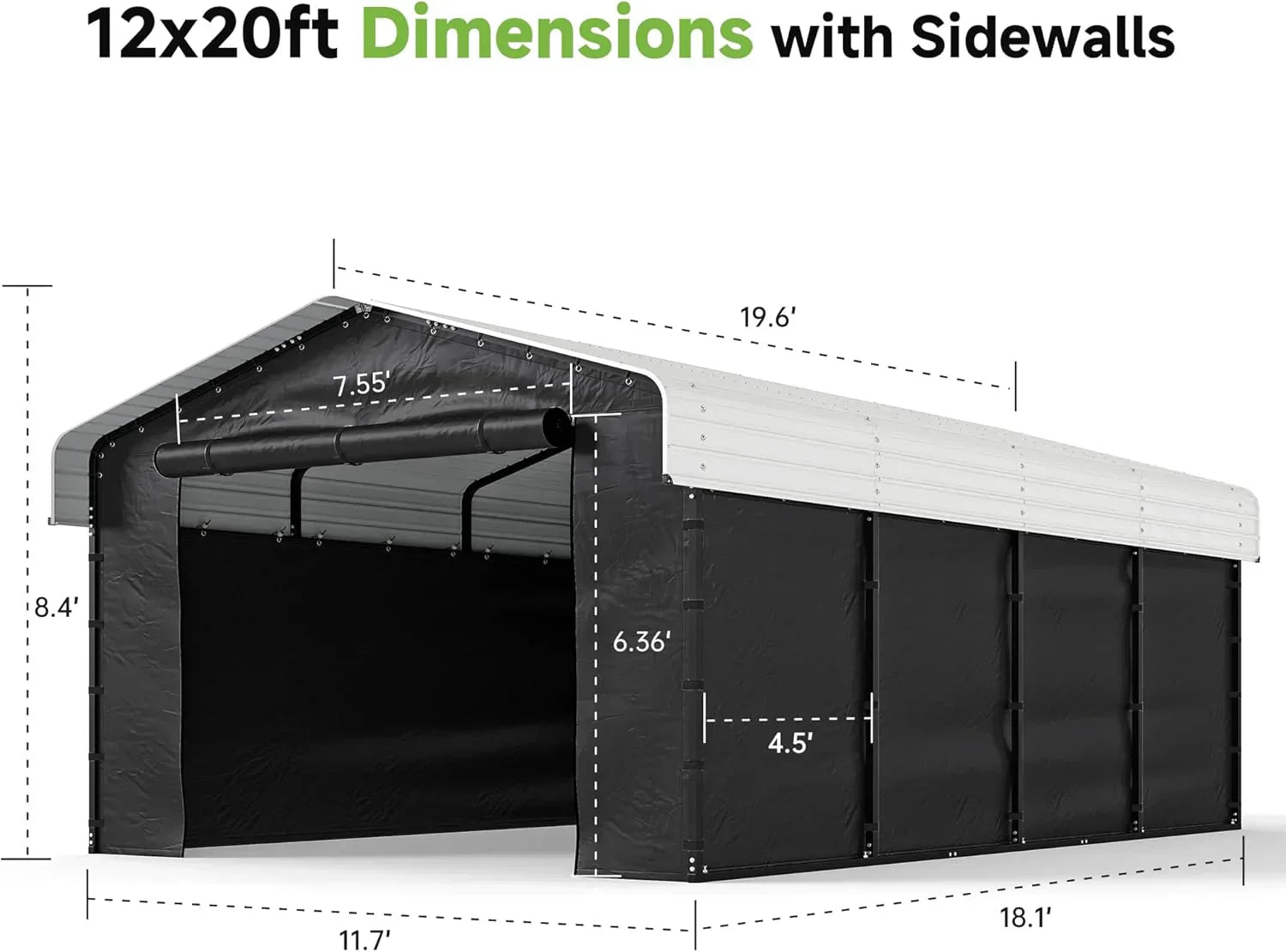 10'x15' Heavy Duty Metal Carport Outdoor Garage Car Shelter Shade with Heavier Frame wourant