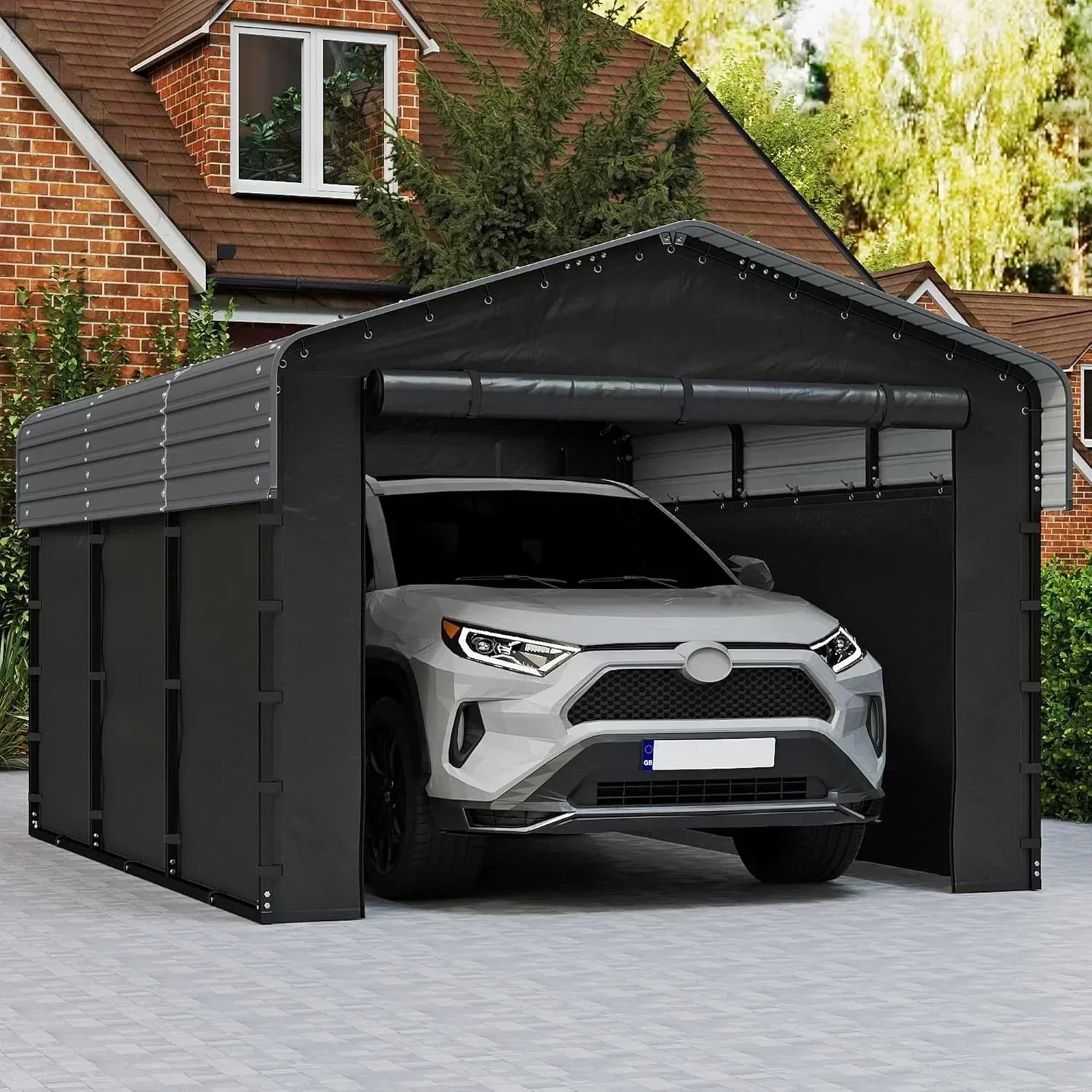 10'x15' Heavy Duty Metal Carport Outdoor Garage Car Shelter Shade with Heavier Frame wourant