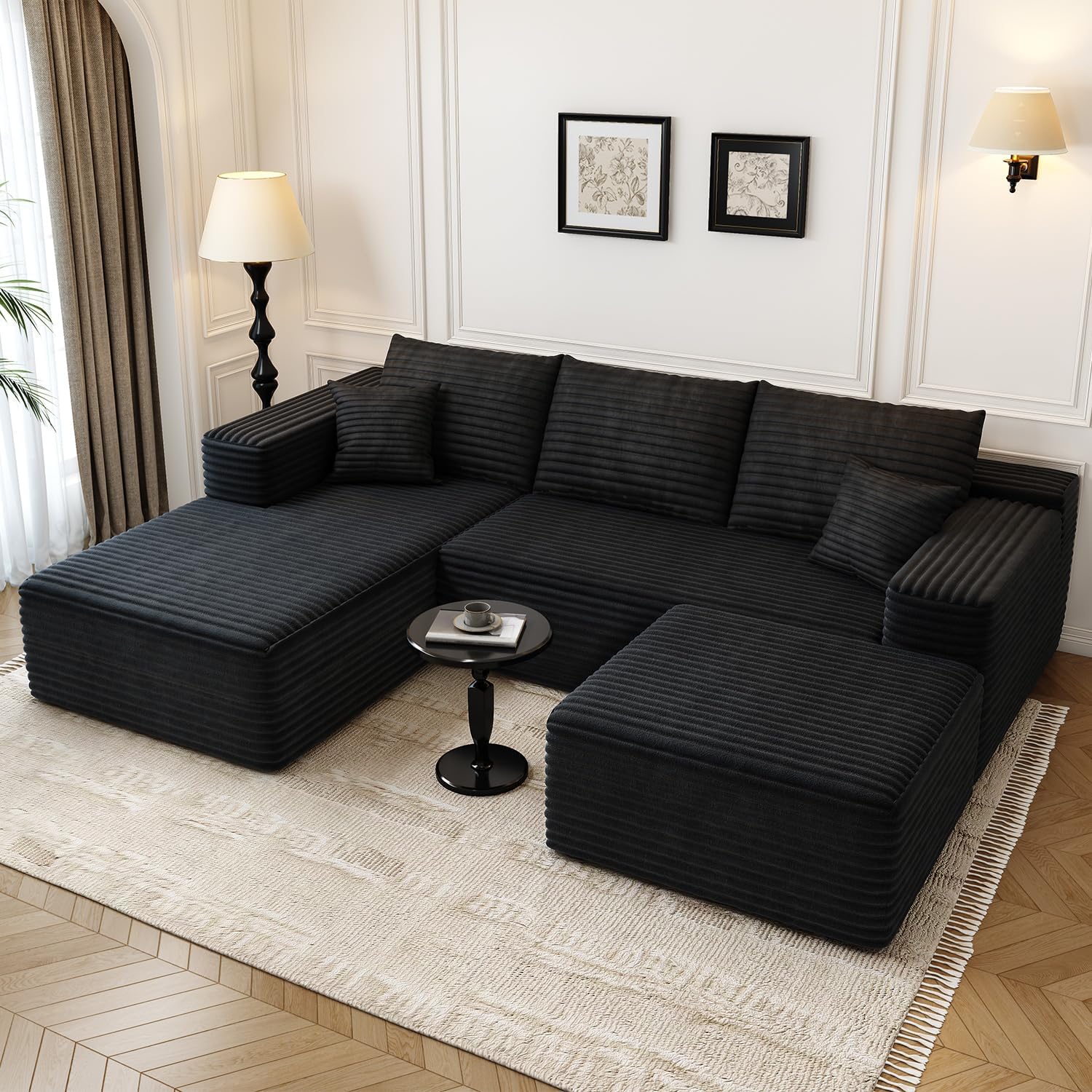 107.5" Cloud Modular Sectional Sofa Couch with L-Shape Chaise,Modern Minimalist Upholstered Couches wourant