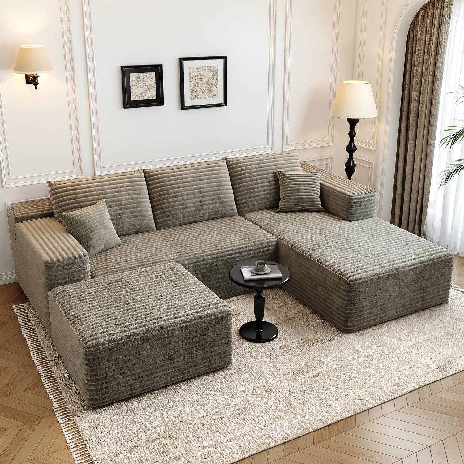 107.5 inch Cloud Modular Sectional Sofa with L-Shaped Chaise Lounge, Modern Minimalist Upholstered Sofa Deep Seating Corner Sofa wourant