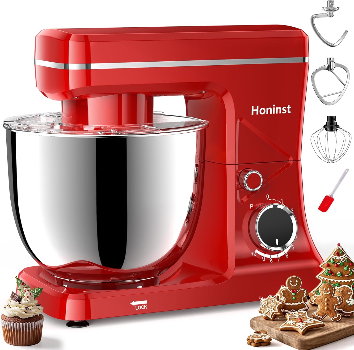 10-Speed Stand Mixer with 8-in-1 Splash Guard, Tilt Head, 6-Quart Stainless Steel Bowl + Dishwasher-Safe Dough Hook/Whisk/Blender/Scraper wourant