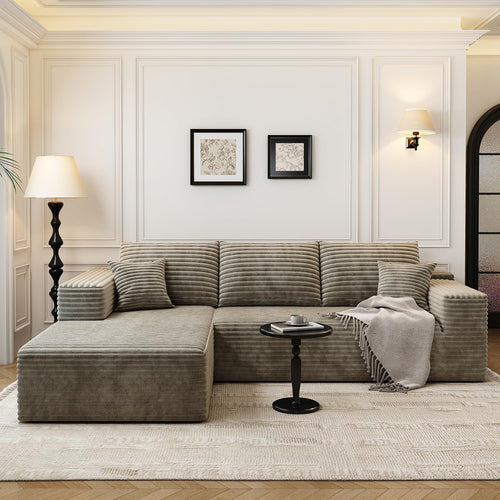 107.5" Cloud Modular Sectional Sofa Couch with L-Shape Chaise,Modern Minimalist Upholstered Couches for Living Room Bedroom,Deep Seat Corner Couch，No Assembly Required (Black,Left Facing Chaise) wourant