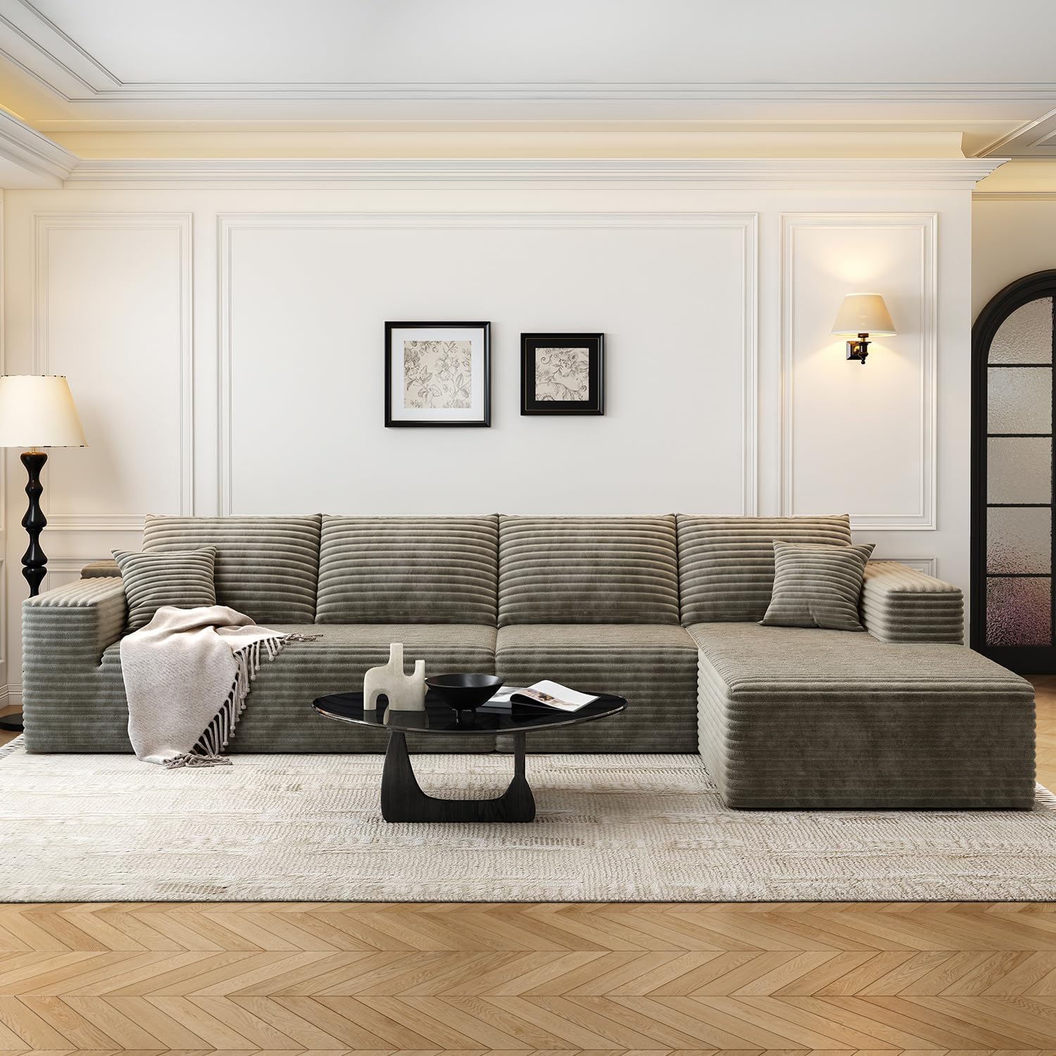 107.5" Cloud Modular Sectional Sofa Couch with L-Shape Chaise,Modern Minimalist Upholstered Couches wourant