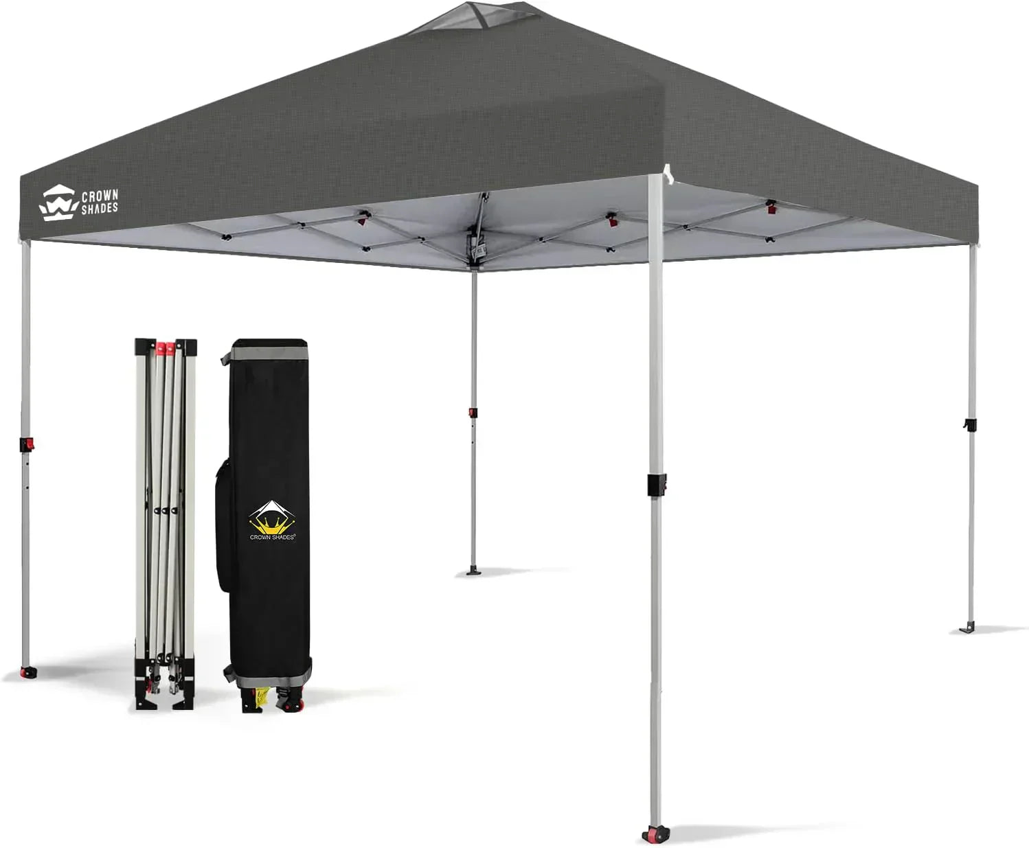 10x10 Pop-Up Awning One-Click Installation Beach Tent Outdoor Sunshade Silver Coated Top wourant