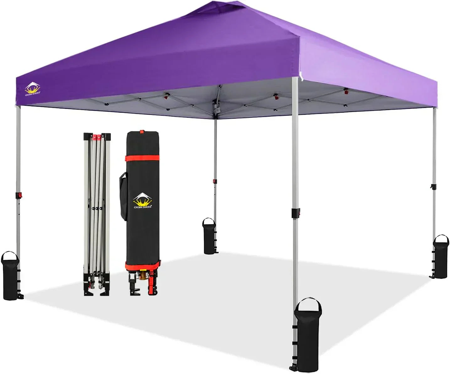 10x10 Pop-Up Awning One-Click Installation Beach Tent Outdoor Sunshade Silver Coated Top wourant
