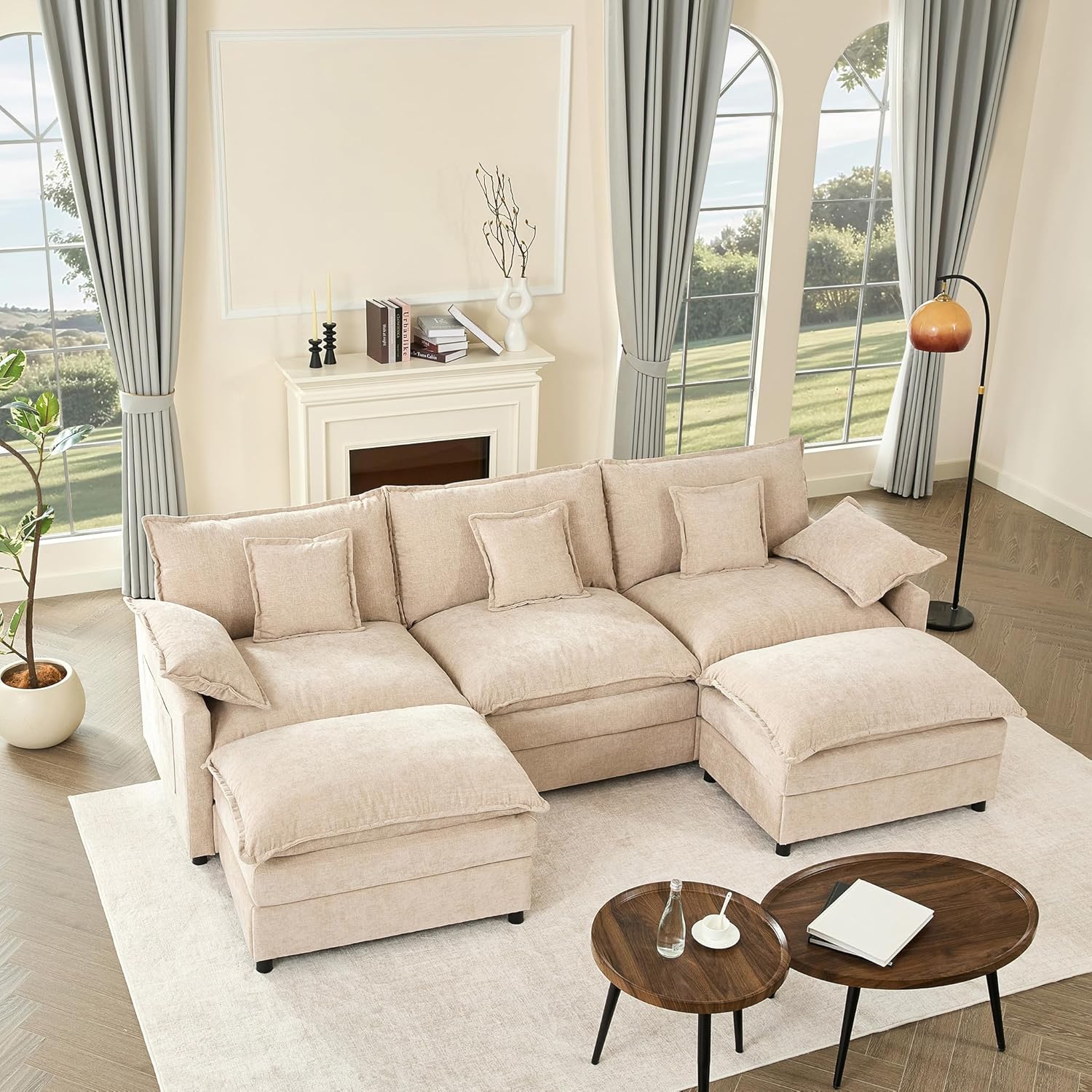 108" U-shaped sofa modular sofa Comfortable cloud sofa wourant
