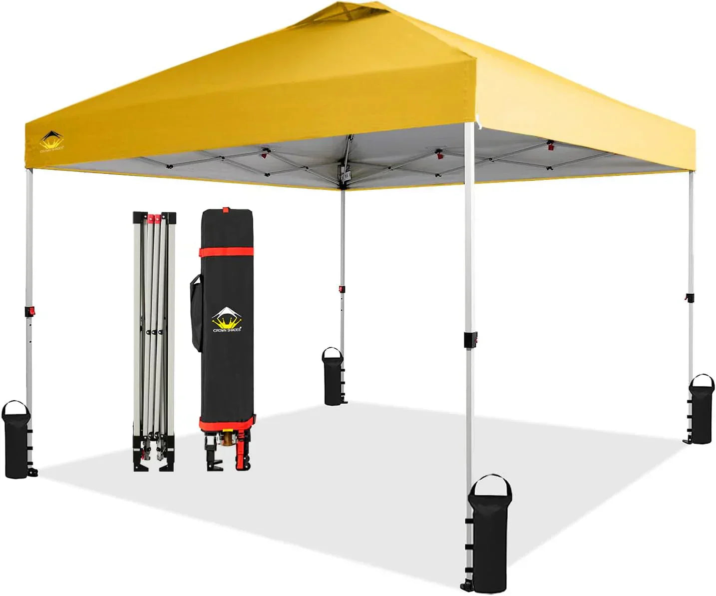 10x10 Pop-Up Awning One-Click Installation Beach Tent Outdoor Sunshade Silver Coated Top wourant