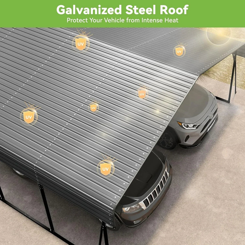 10'x15' Heavy Duty Metal Carport Outdoor Garage Car Shelter Shade with Heavier Frame wourant