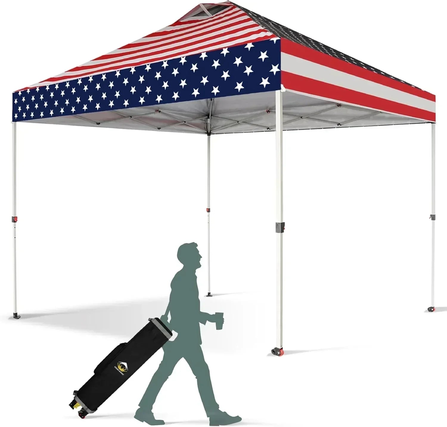 10x10 Pop-Up Awning One-Click Installation Beach Tent Outdoor Sunshade Silver Coated Top wourant