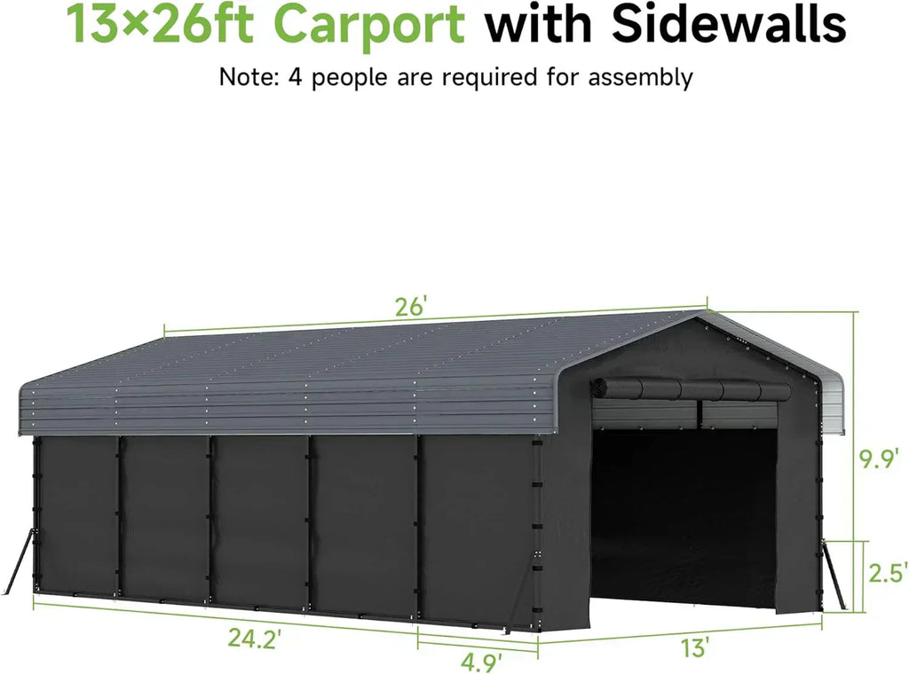 10'x15' Heavy Duty Metal Carport Outdoor Garage Car Shelter Shade with Heavier Frame wourant