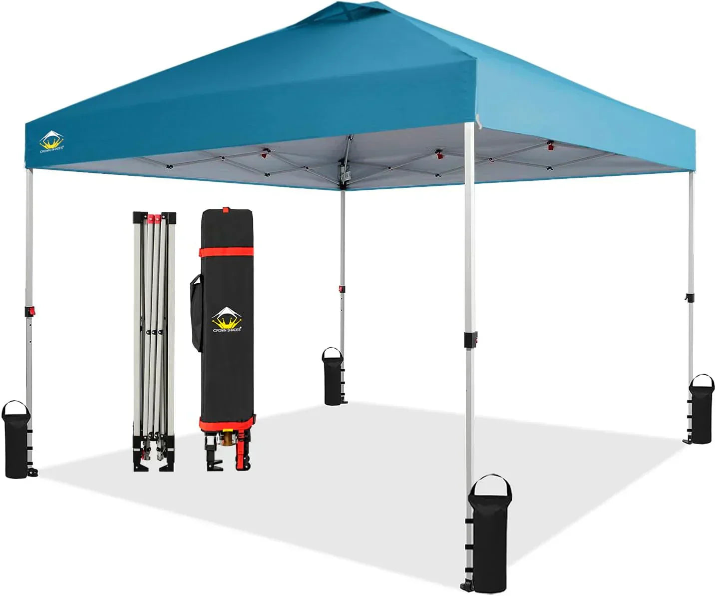10x10 Pop-Up Awning One-Click Installation Beach Tent Outdoor Sunshade Silver Coated Top wourant