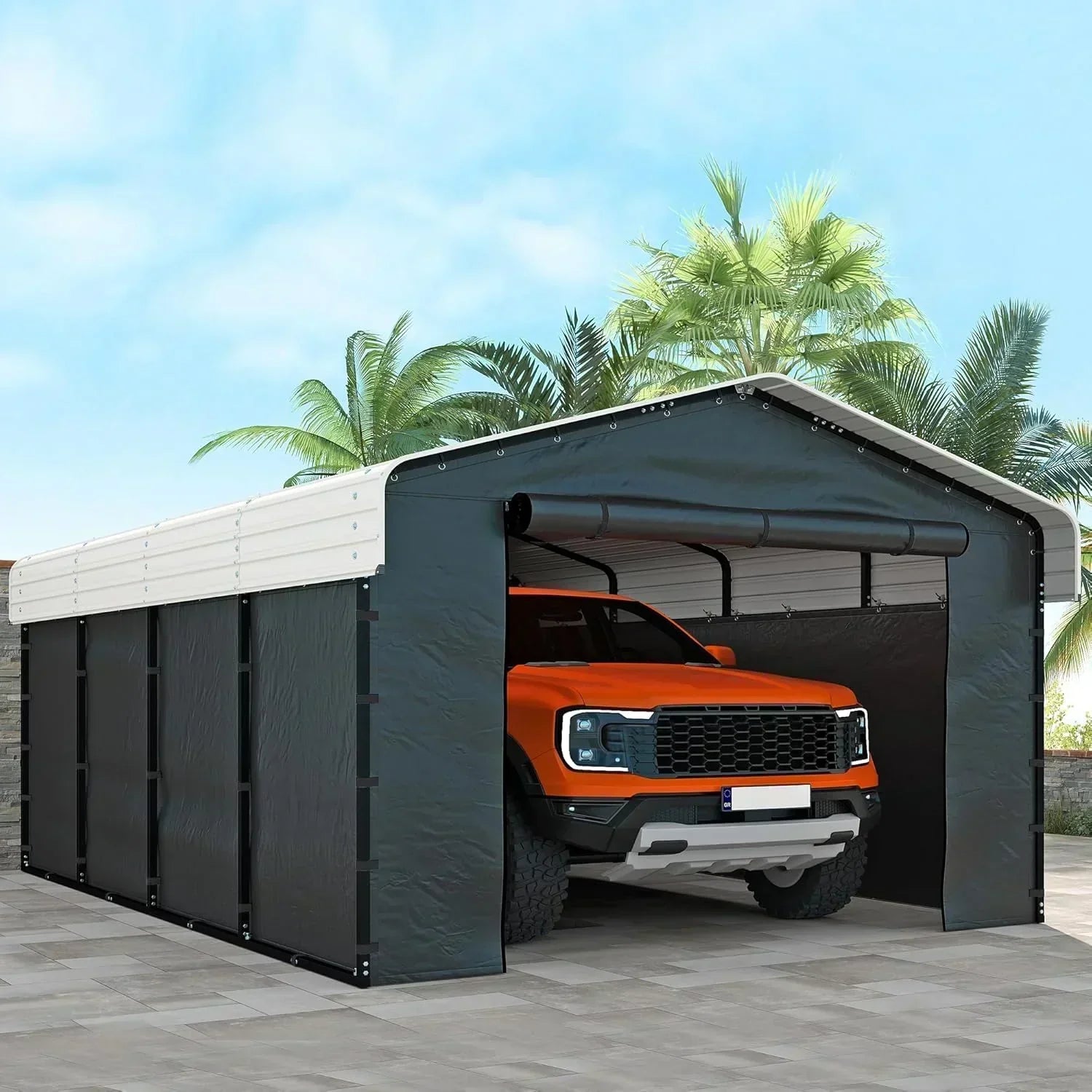 10'x15' Heavy Duty Metal Carport Outdoor Garage Car Shelter Shade with Heavier Frame wourant