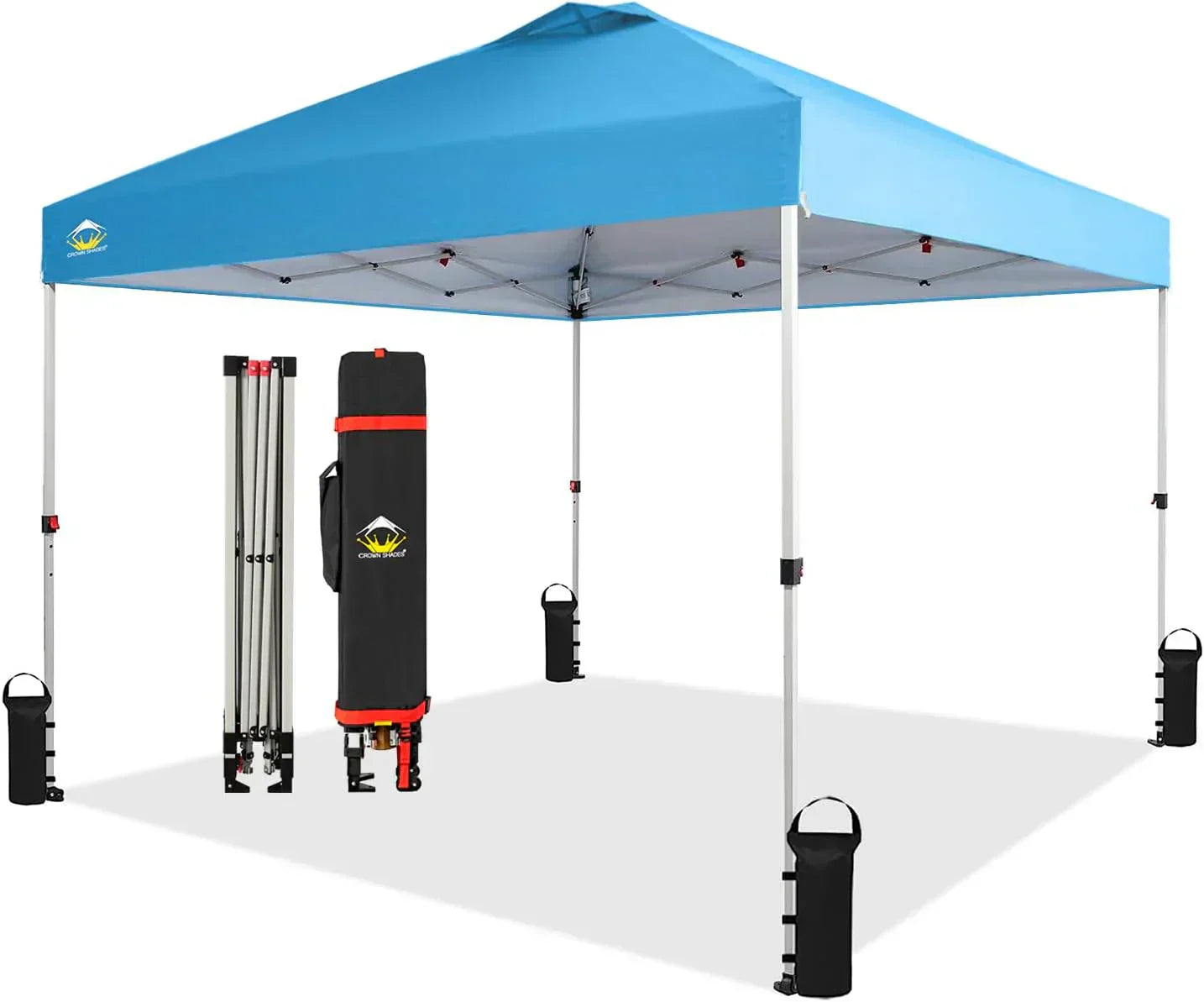 10x10 Pop-Up Awning One-Click Installation Beach Tent Outdoor Sunshade Silver Coated Top wourant