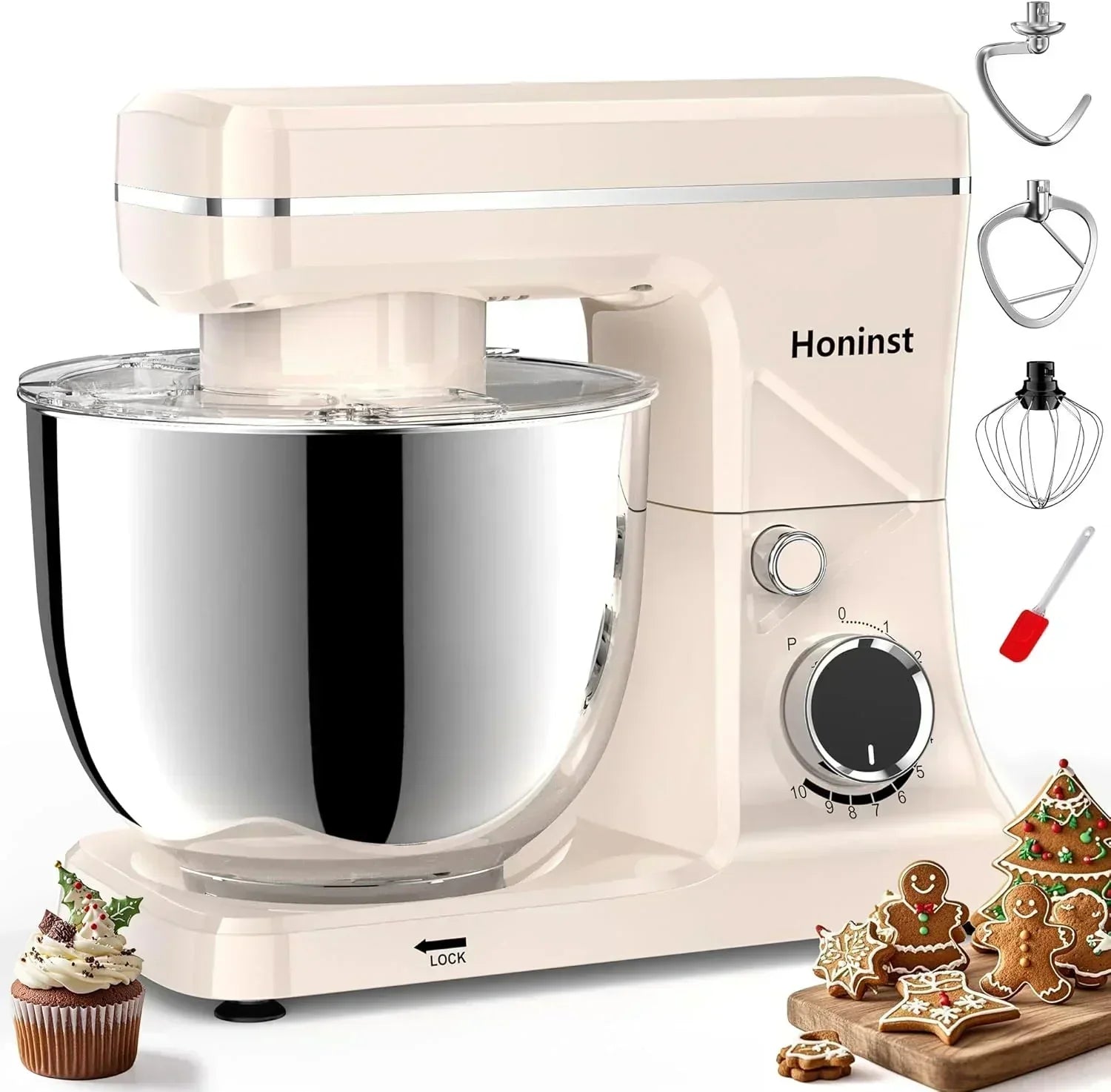10-Speed Stand Mixer with 8-in-1 Splash Guard Tilt Head 6-Quart Stainless Steel Bowl wourant