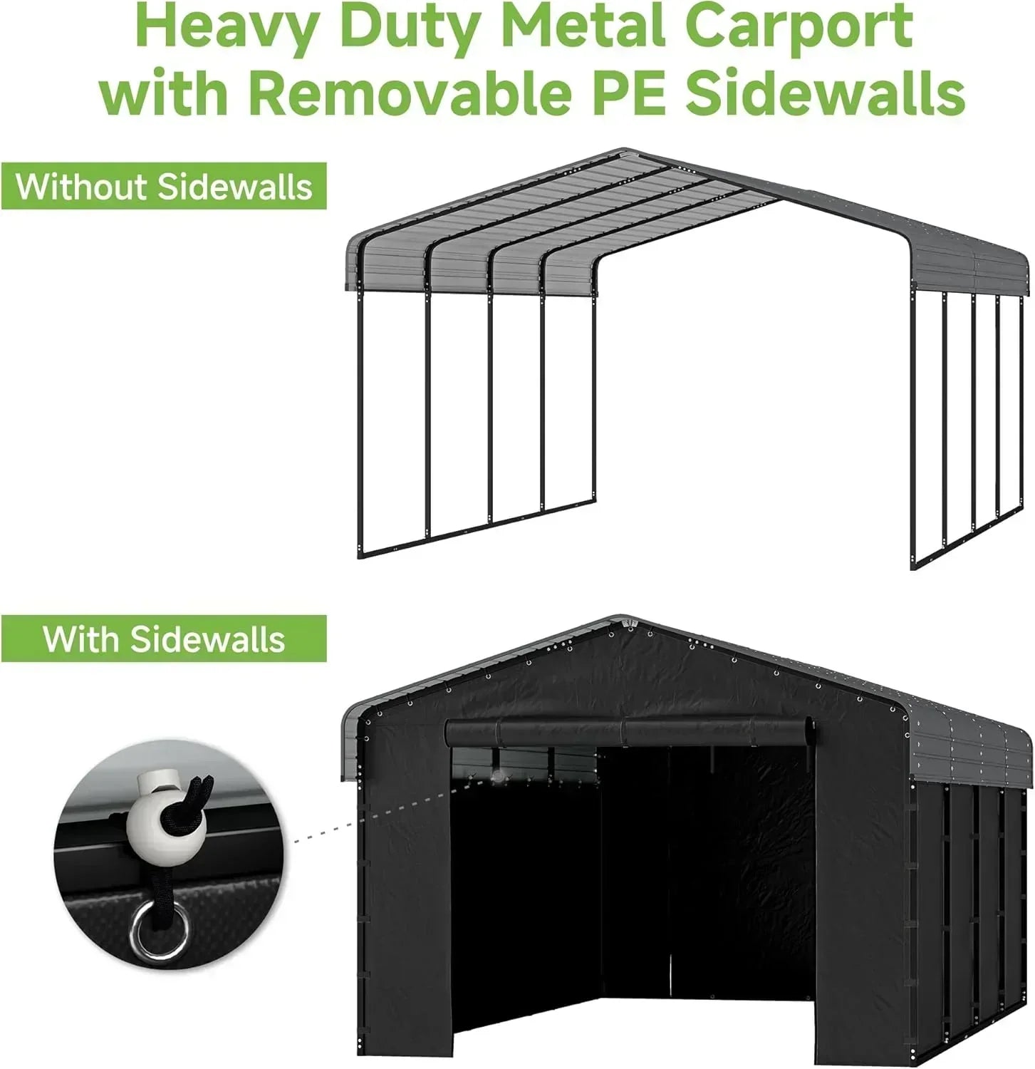 10'x15' Heavy Duty Metal Carport Outdoor Garage Car Shelter Shade with Heavier Frame wourant