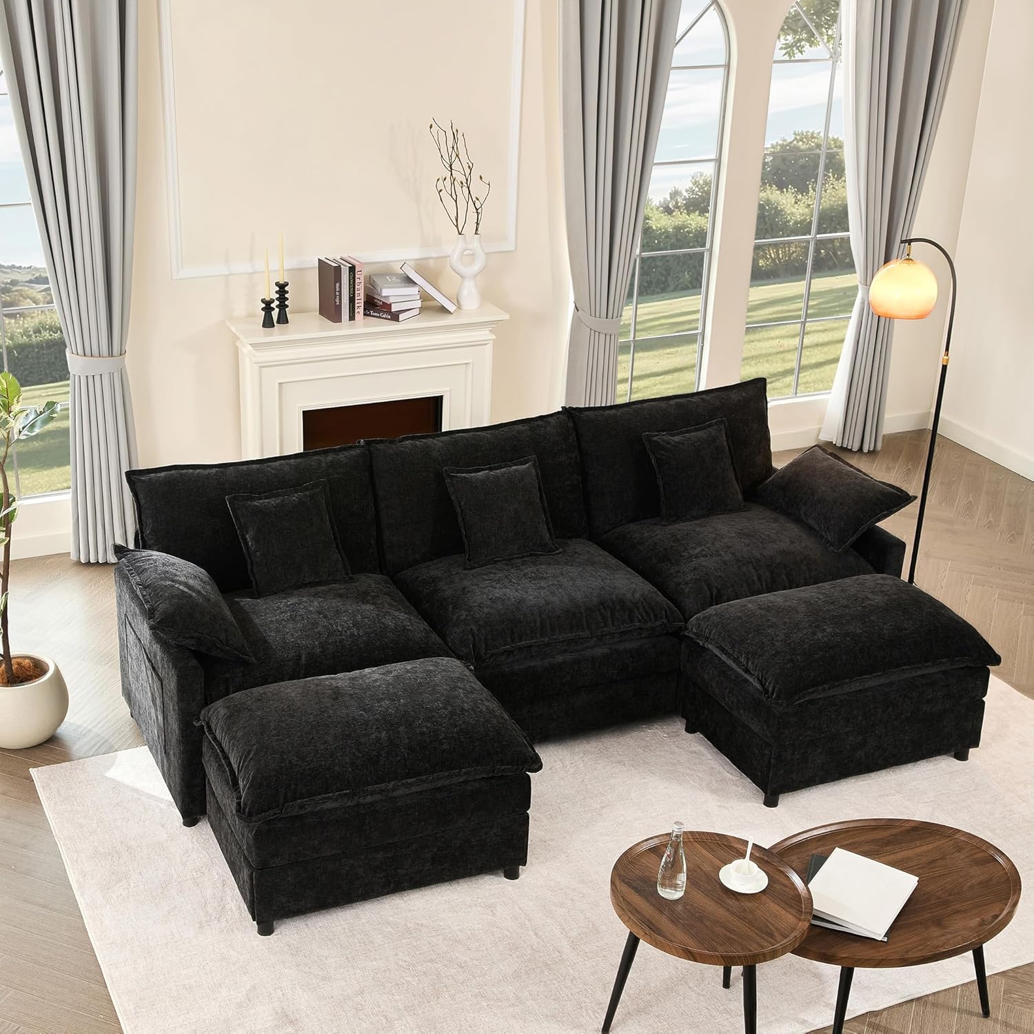 108 Inch U Shape Sofa Sectional Sofa Comfortable Cloud Sofa Living Room Deep Seat Sofa wourant