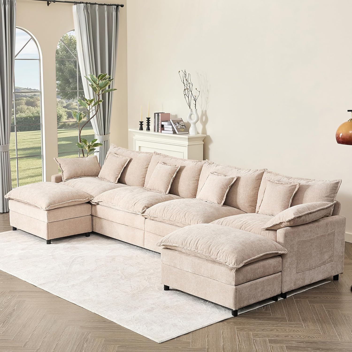 108 Inch U Shape Sofa Sectional Sofa Comfortable Cloud Sofa Living Room Deep Seat Sofa wourant