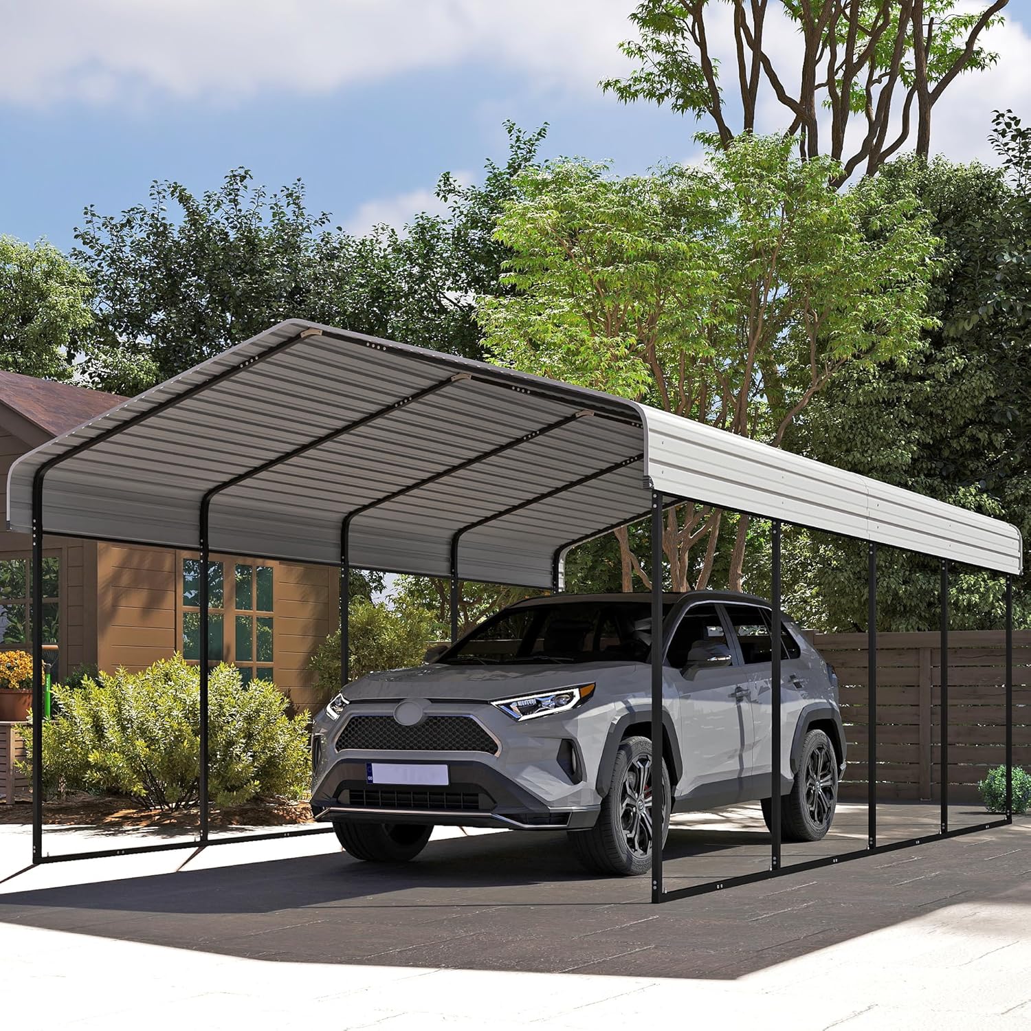 10'x15' Heavy Duty Metal Carport Outdoor Garage Car Shelter Shade with Heavier Frame wourant