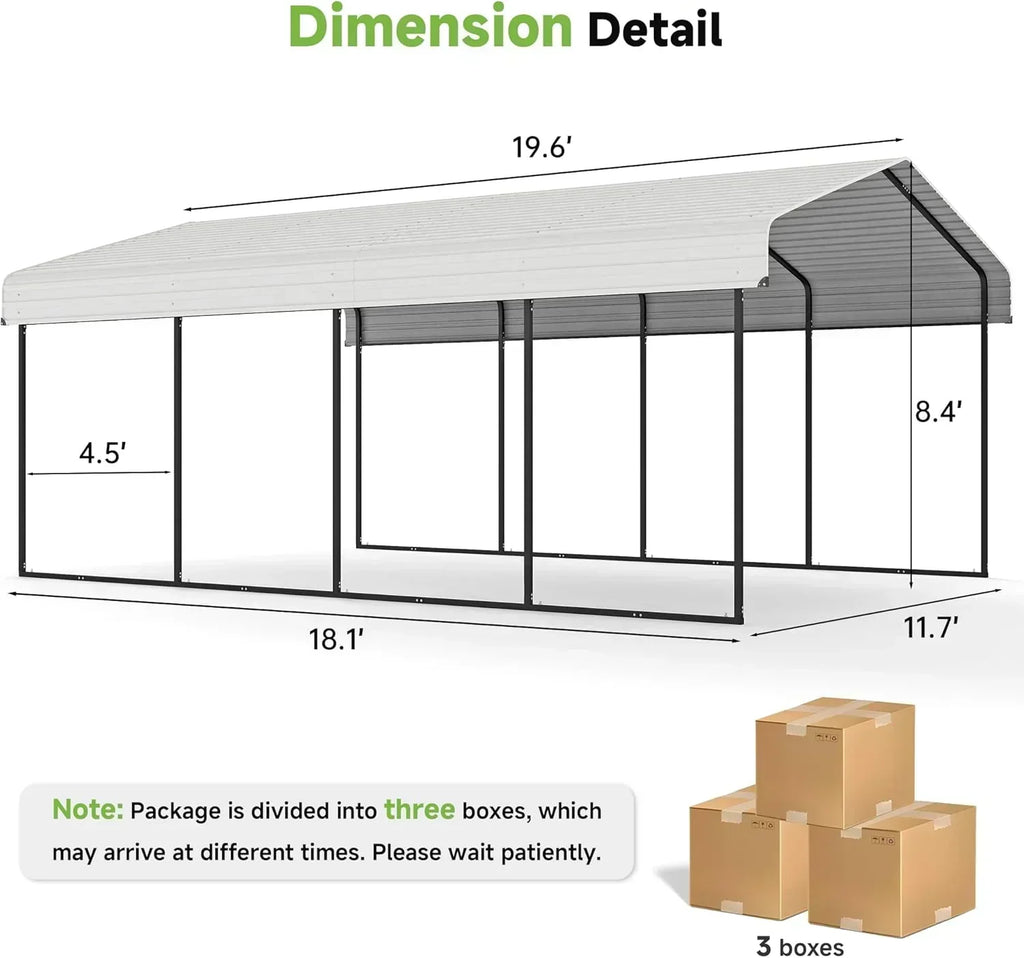 10'x15' Heavy Duty Metal Carport Outdoor Garage Car Shelter Shade with Heavier Frame wourant