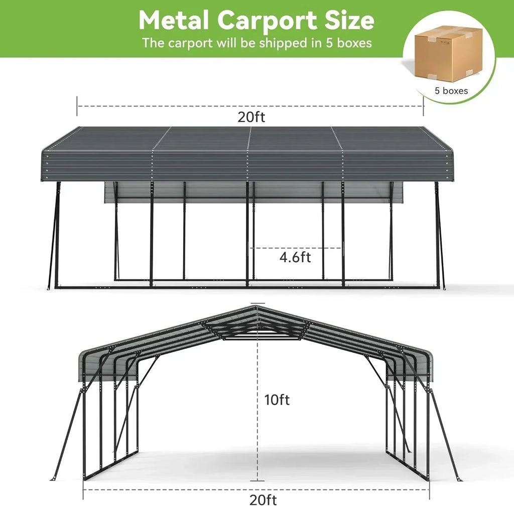 10'x15' Heavy Duty Metal Carport Outdoor Garage Car Shelter Shade with Heavier Frame wourant